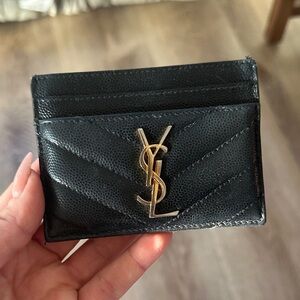 Saint Laurent Black Leather Card Holder